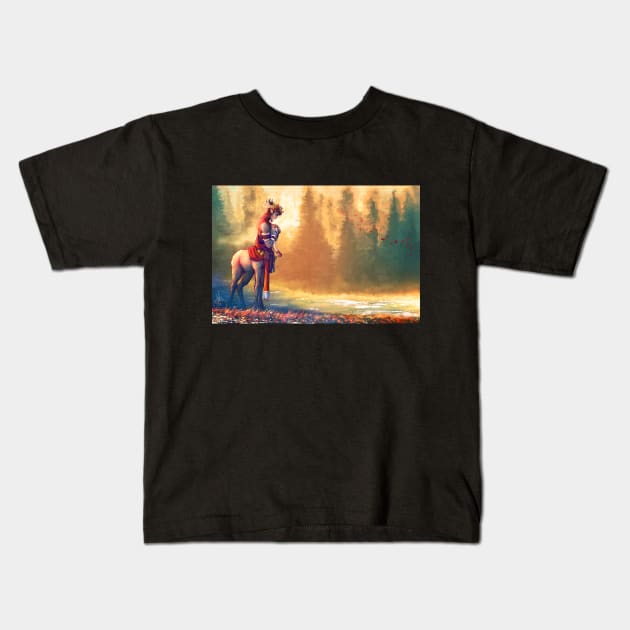 Autumn Deer Kids T-Shirt by CrossRoadArt